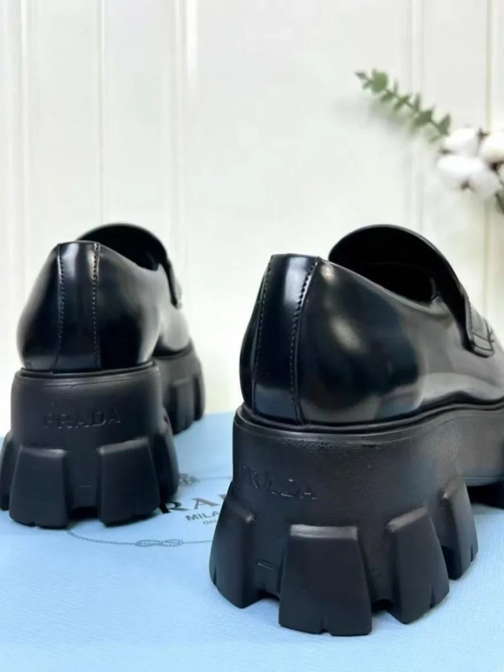 🐕Prada Triangle Logo Lug Sole Loafers - Picture 5 of 8